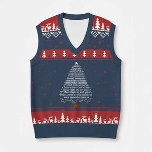 Protect Democracy Xmas Tree V-Neck Knit Sweater Vest Anti Fascism Social Justice TS10 Navy Red Print Your Wear