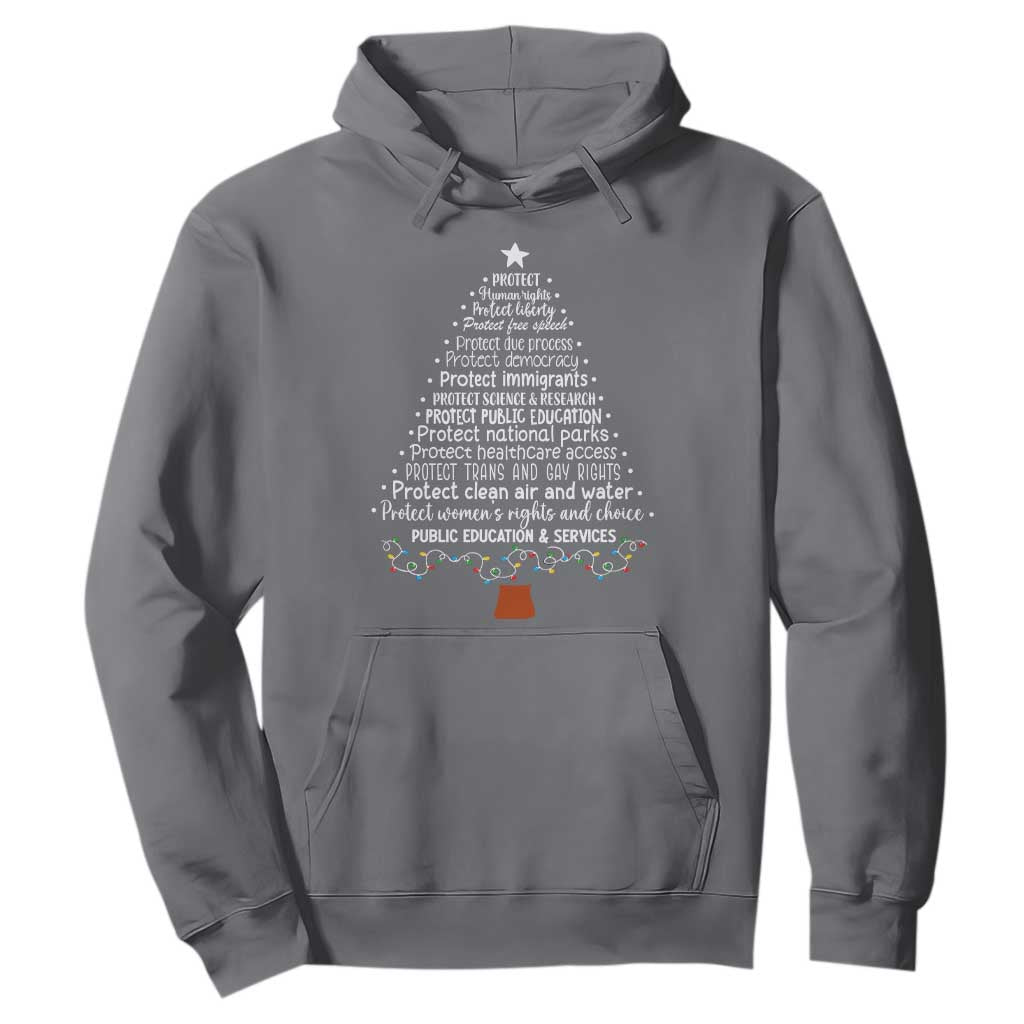 Protect Democracy Christmas Tree Hoodie Anti Fascism Social Justice TS10 Charcoal Print Your Wear