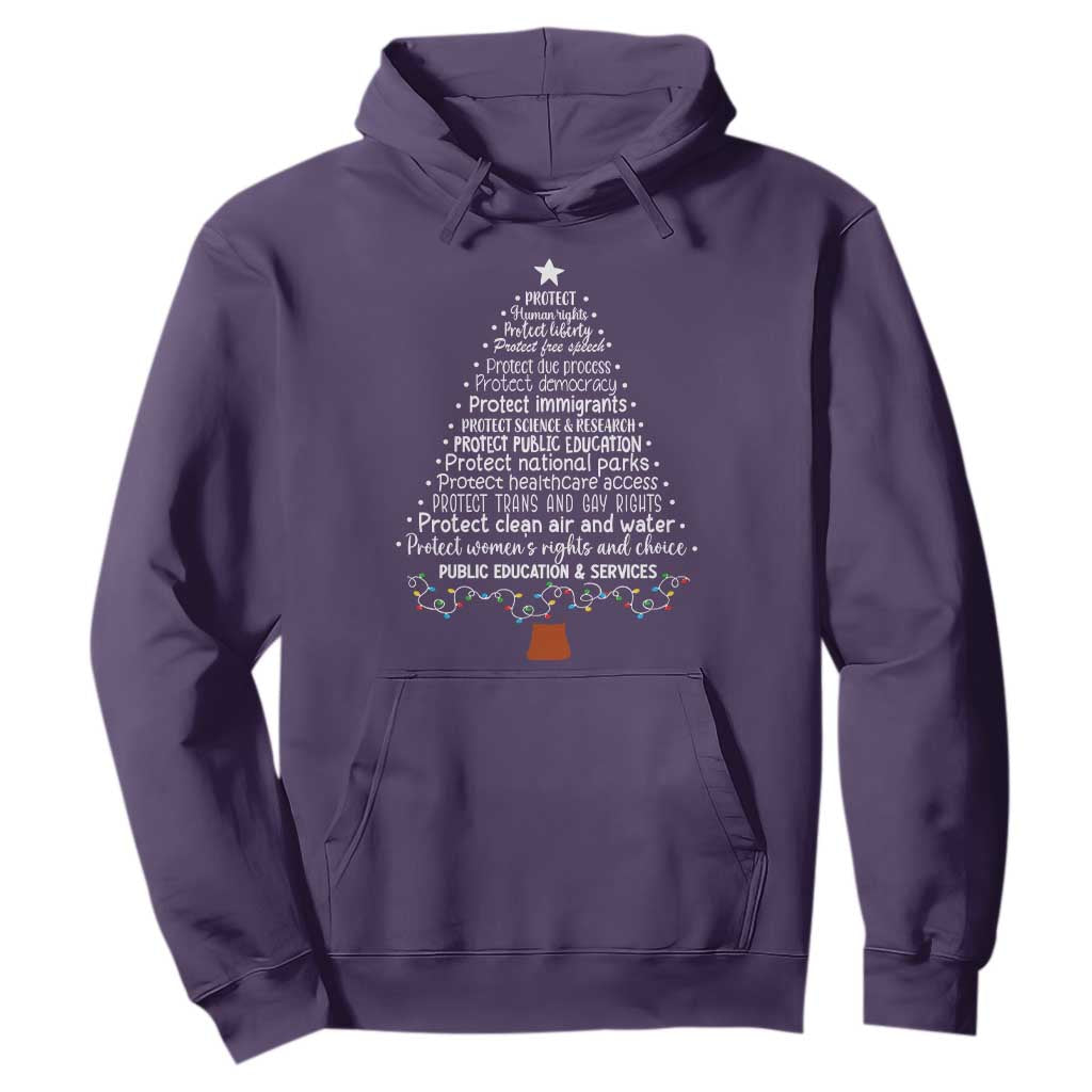 Protect Democracy Christmas Tree Hoodie Anti Fascism Social Justice TS10 Purple Print Your Wear