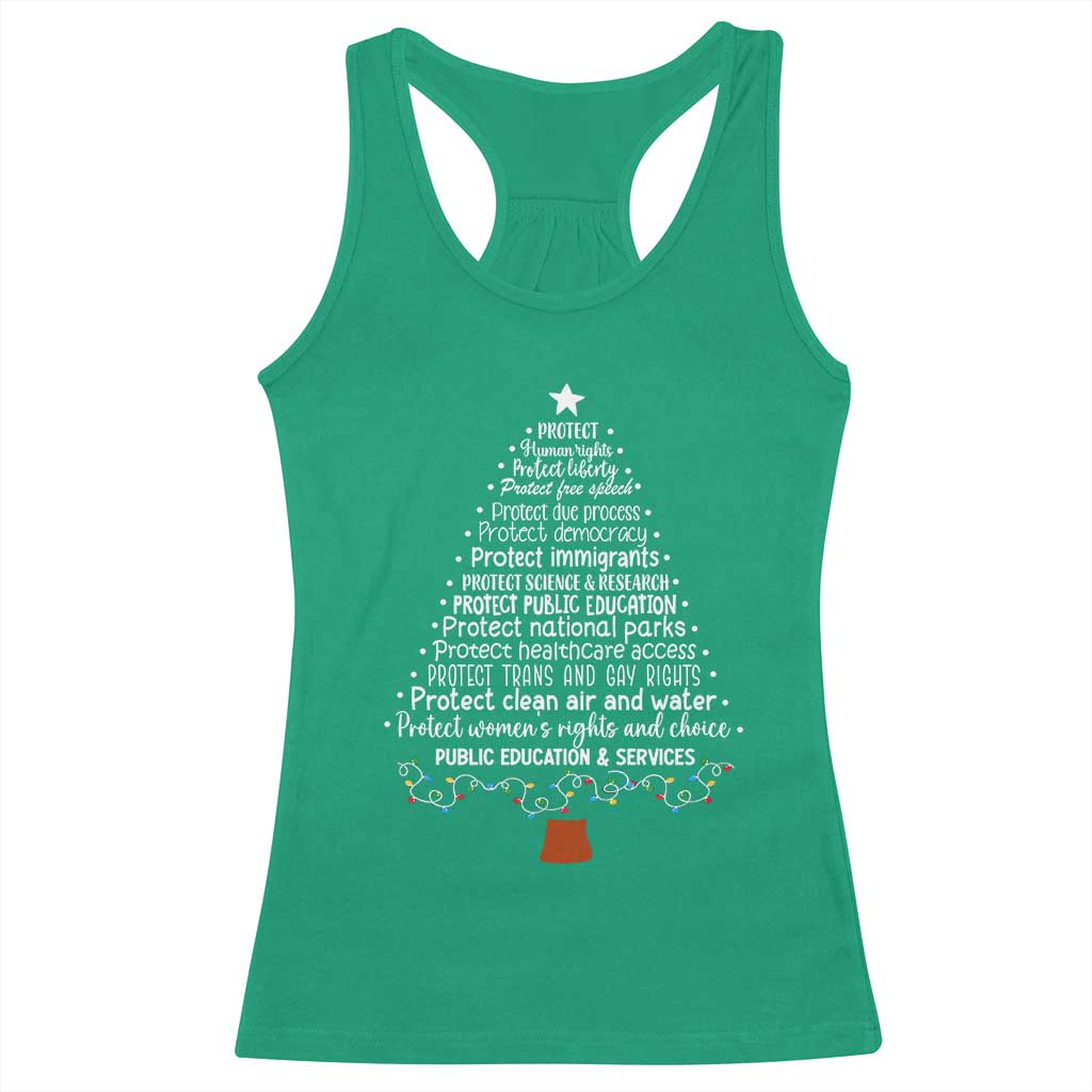 Protect Democracy Christmas Tree Racerback Tank Top Anti Fascism Social Justice TS10 Irish Green Print Your Wear