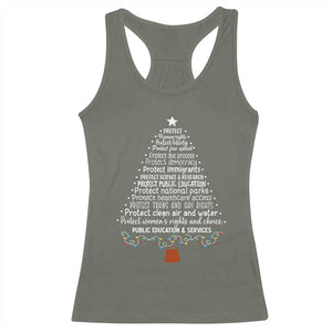 Protect Democracy Christmas Tree Racerback Tank Top Anti Fascism Social Justice TS10 Military Green Print Your Wear