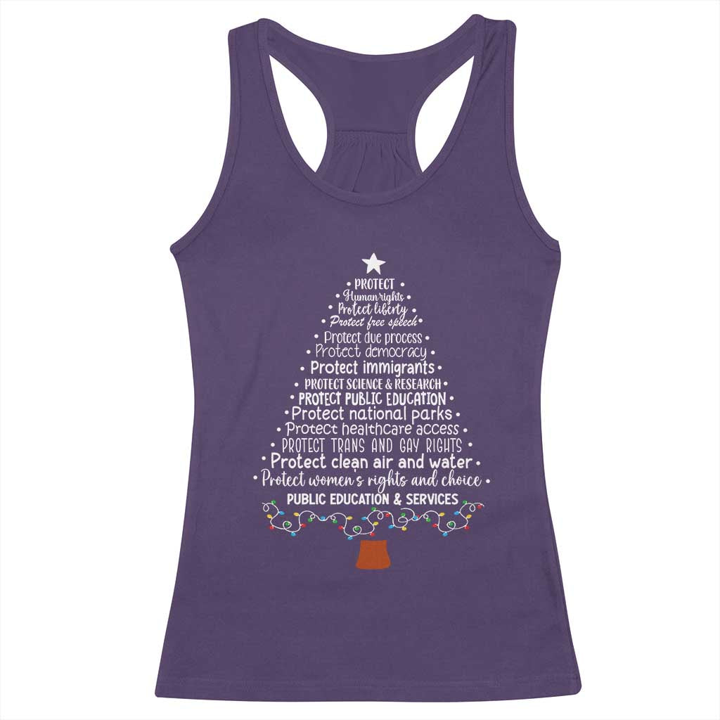 Protect Democracy Christmas Tree Racerback Tank Top Anti Fascism Social Justice TS10 Purple Print Your Wear