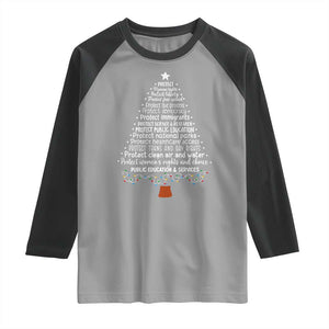 Protect Democracy Christmas Tree Raglan Shirt Anti Fascism Social Justice TS10 Sport Gray Black Print Your Wear