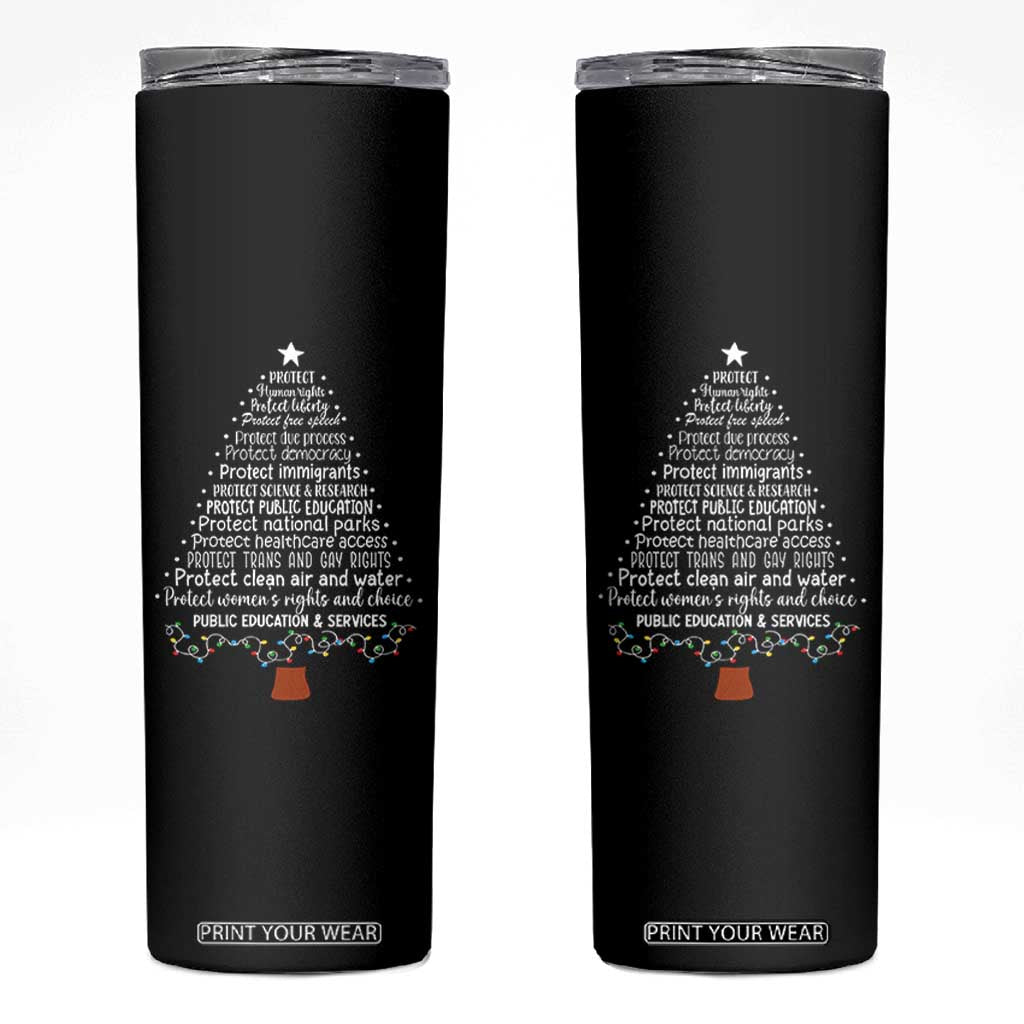 Protect Democracy Christmas Tree Skinny Tumbler Anti Fascism Social Justice TS10 Black Print Your Wear