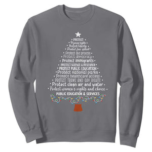 Protect Democracy Christmas Tree Sweatshirt Anti Fascism Social Justice TS10 Charcoal Print Your Wear
