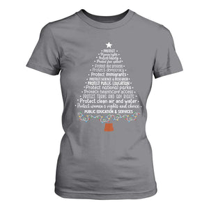 Protect Democracy Christmas Tree T Shirt For Women Anti Fascism Social Justice TS10 Charcoal Print Your Wear
