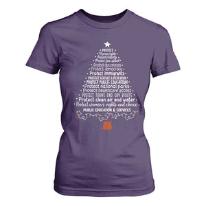 Protect Democracy Christmas Tree T Shirt For Women Anti Fascism Social Justice TS10 Purple Print Your Wear