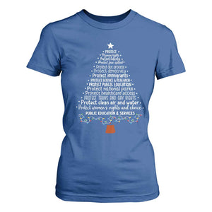 Protect Democracy Christmas Tree T Shirt For Women Anti Fascism Social Justice TS10 Royal Blue Print Your Wear