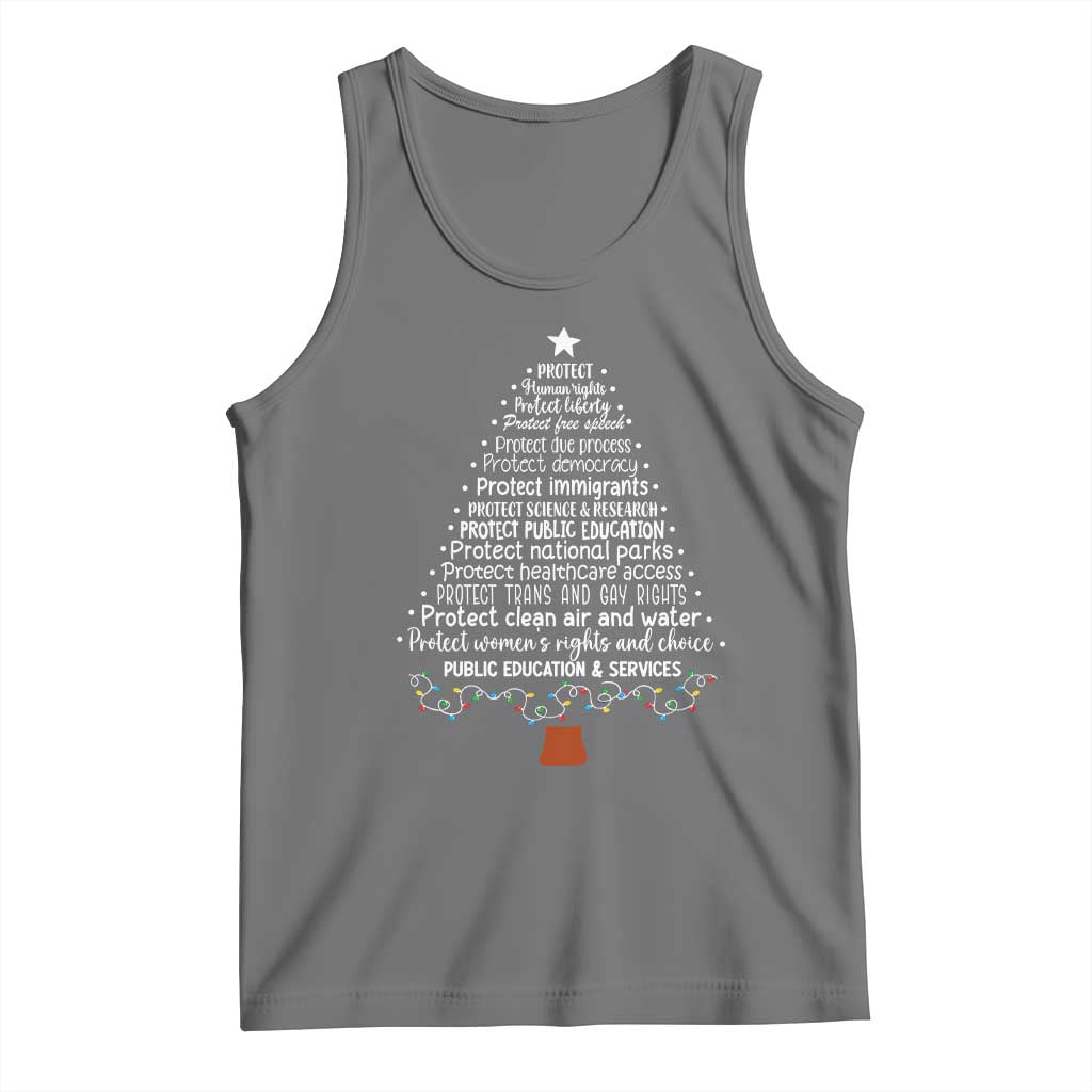 Protect Democracy Christmas Tree Tank Top Anti Fascism Social Justice TS10 Black Heather Print Your Wear