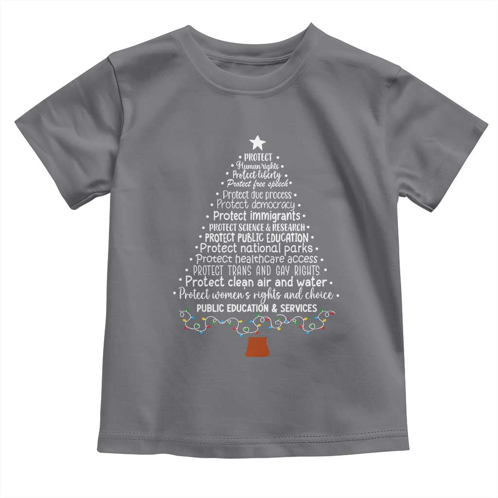 Protect Democracy Christmas Tree Toddler T Shirt Anti Fascism Social Justice TS10 Charcoal Print Your Wear