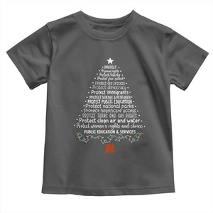 Protect Democracy Christmas Tree Toddler T Shirt Anti Fascism Social Justice TS10 Dark Heather Print Your Wear