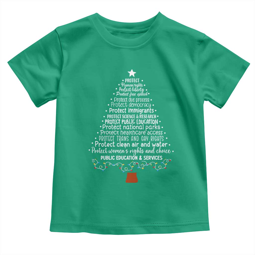 Protect Democracy Christmas Tree Toddler T Shirt Anti Fascism Social Justice TS10 Irish Green Print Your Wear
