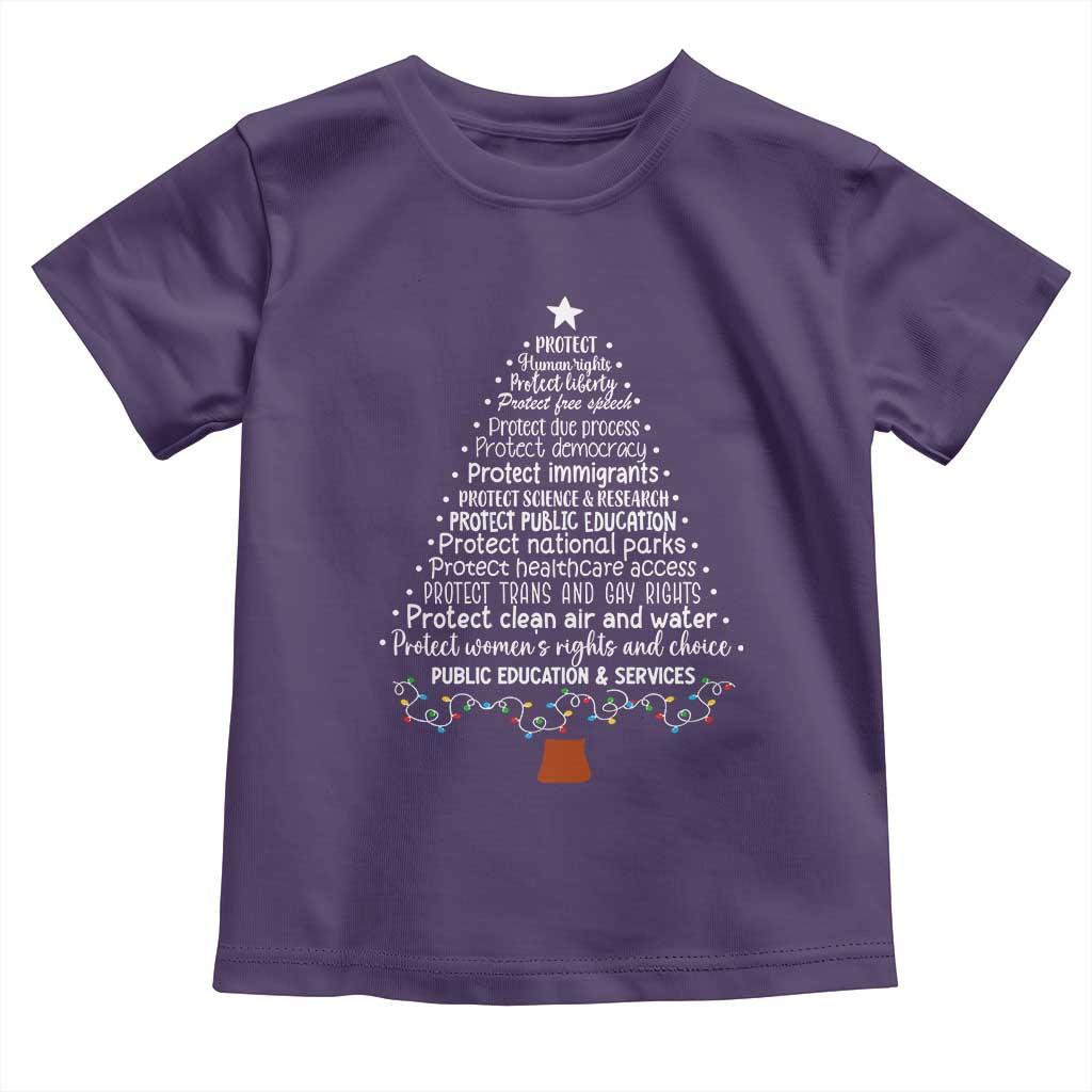 Protect Democracy Christmas Tree Toddler T Shirt Anti Fascism Social Justice TS10 Purple Print Your Wear