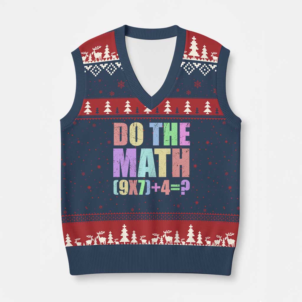 Funny Six Seven 6 7 Meme Teacher V-Neck Knit Sweater Vest Brainrot Girls Kids Teens TS10 Navy Red Print Your Wear