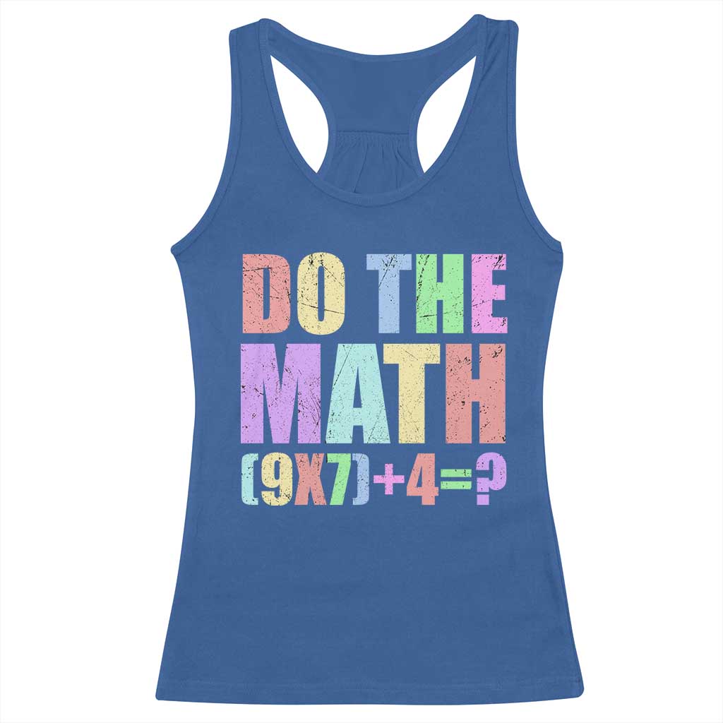 Funny Six Seven 6 7 Meme Teacher Racerback Tank Top Brainrot Girls Kids Teens TS10 Royal Blue Print Your Wear