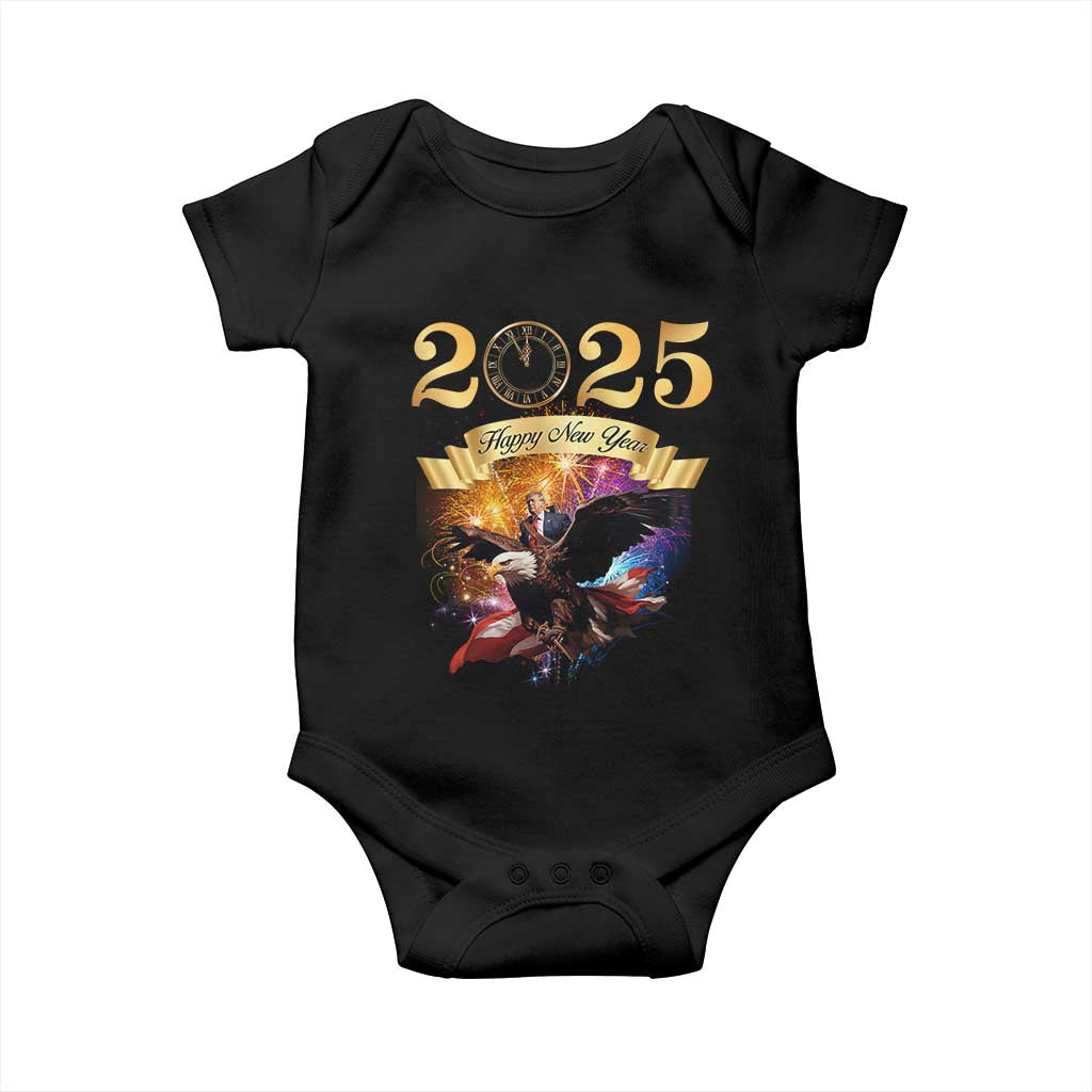 Trump Happy New Year 2025 Baby Onesie Support Trump Eagle USA President TS10 Black Print Your Wear