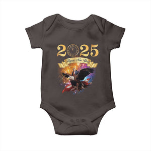 Trump Happy New Year 2025 Baby Onesie Support Trump Eagle USA President TS10 Dark Chocolate Print Your Wear