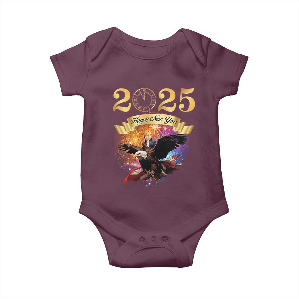 Trump Happy New Year 2025 Baby Onesie Support Trump Eagle USA President TS10 Maroon Print Your Wear