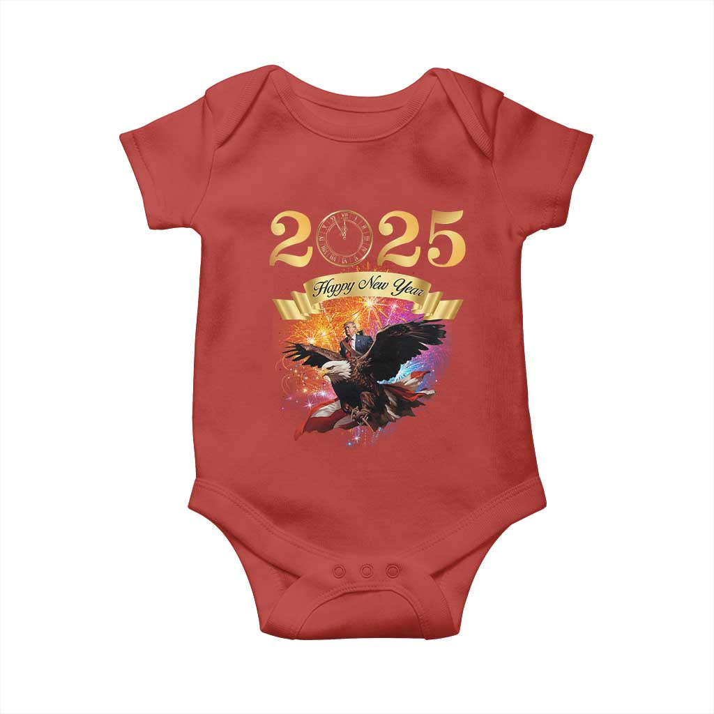 Trump Happy New Year 2025 Baby Onesie Support Trump Eagle USA President TS10 Red Print Your Wear