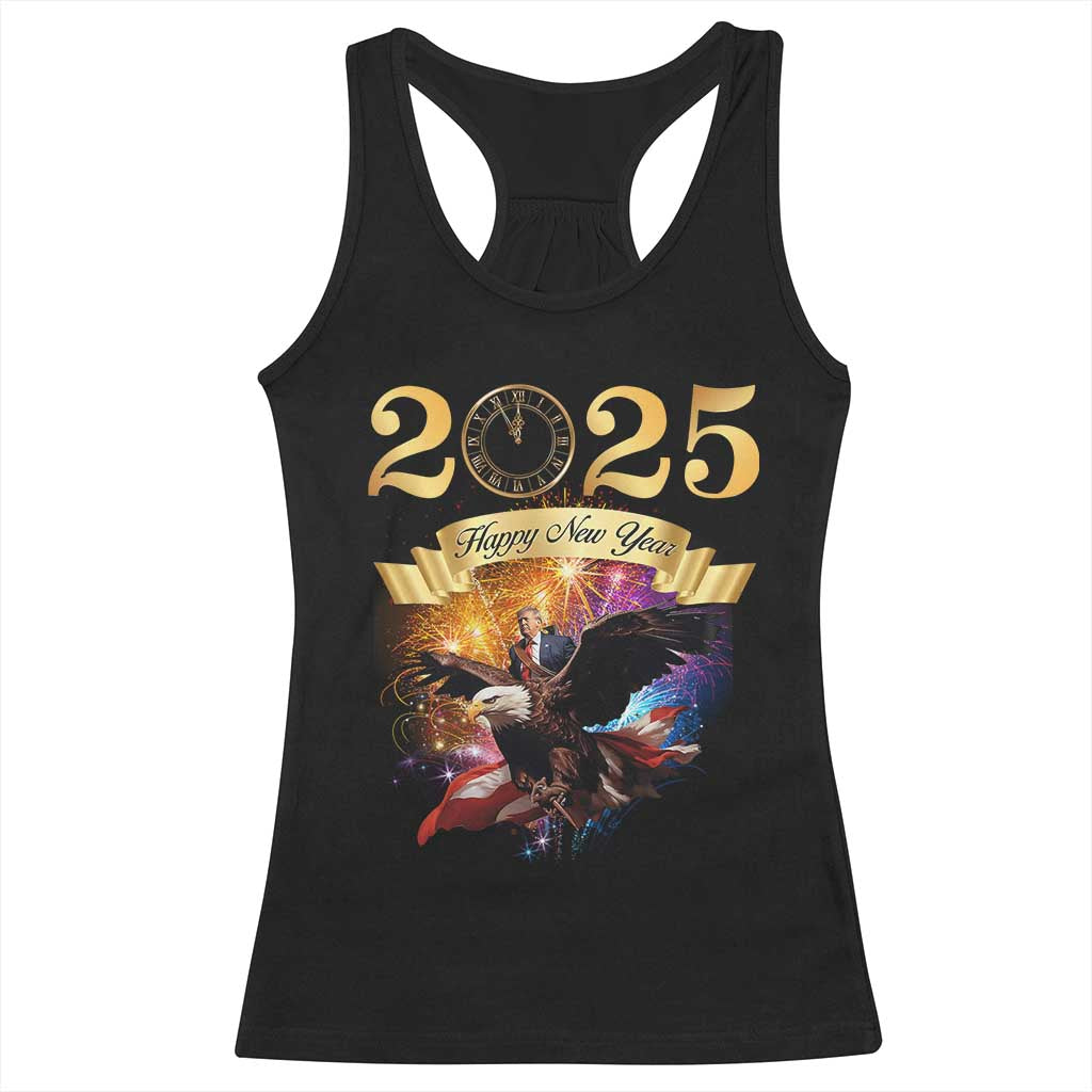 Trump Happy New Year 2025 Racerback Tank Top Support Trump Eagle USA President TS10 Black Print Your Wear