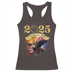 Trump Happy New Year 2025 Racerback Tank Top Support Trump Eagle USA President TS10 Dark Chocolate Print Your Wear