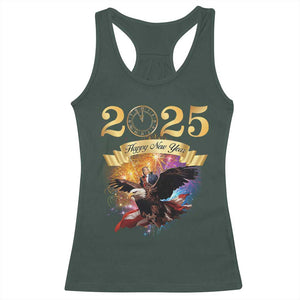 Trump Happy New Year 2025 Racerback Tank Top Support Trump Eagle USA President TS10 Dark Forest Green Print Your Wear