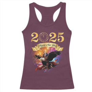 Trump Happy New Year 2025 Racerback Tank Top Support Trump Eagle USA President TS10 Maroon Print Your Wear