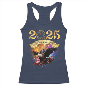 Trump Happy New Year 2025 Racerback Tank Top Support Trump Eagle USA President TS10 Navy Print Your Wear