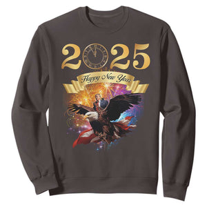 Trump Happy New Year 2025 Sweatshirt Support Trump Eagle USA President TS10 Dark Chocolate Print Your Wear