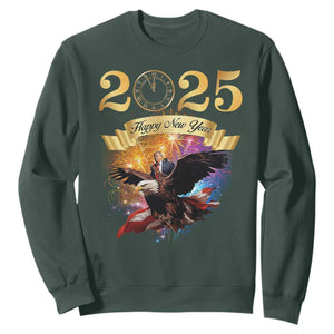 Trump Happy New Year 2025 Sweatshirt Support Trump Eagle USA President TS10 Dark Forest Green Print Your Wear