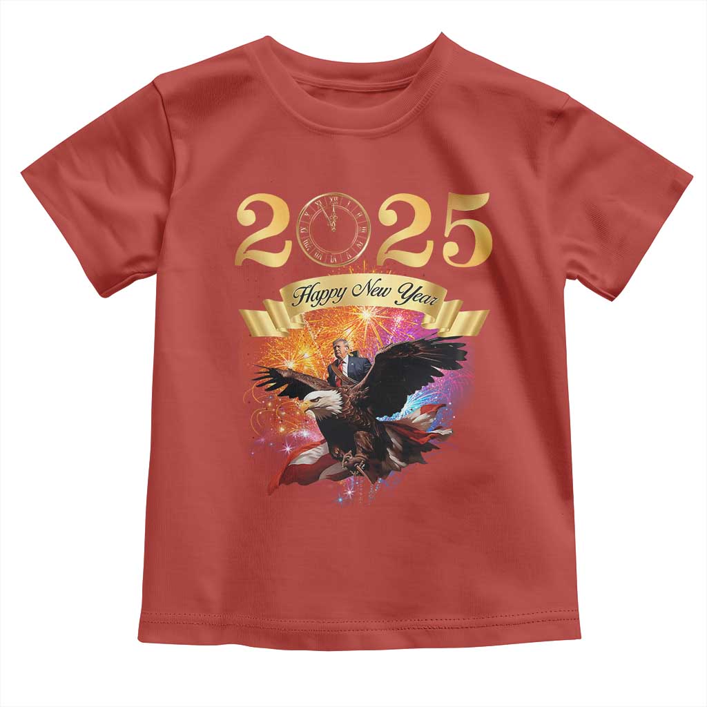 Trump Happy New Year 2025 Toddler T Shirt Support Trump Eagle USA President TS10 Red Print Your Wear