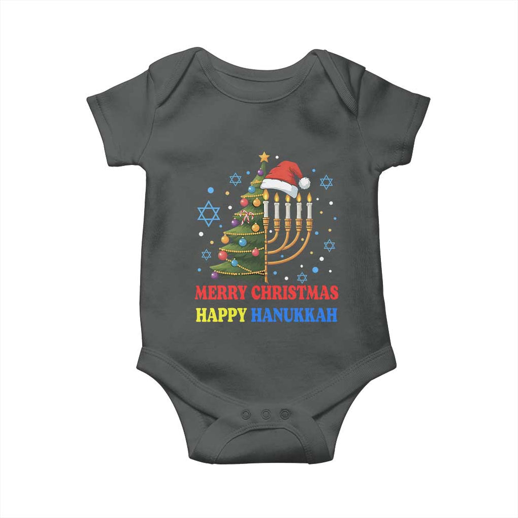 Merry Chrismukkah Happy Christmas Hanukkah Baby Onesie TS10 Dark Heather Print Your Wear