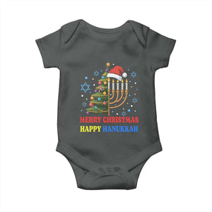 Merry Chrismukkah Happy Christmas Hanukkah Baby Onesie TS10 Dark Heather Print Your Wear