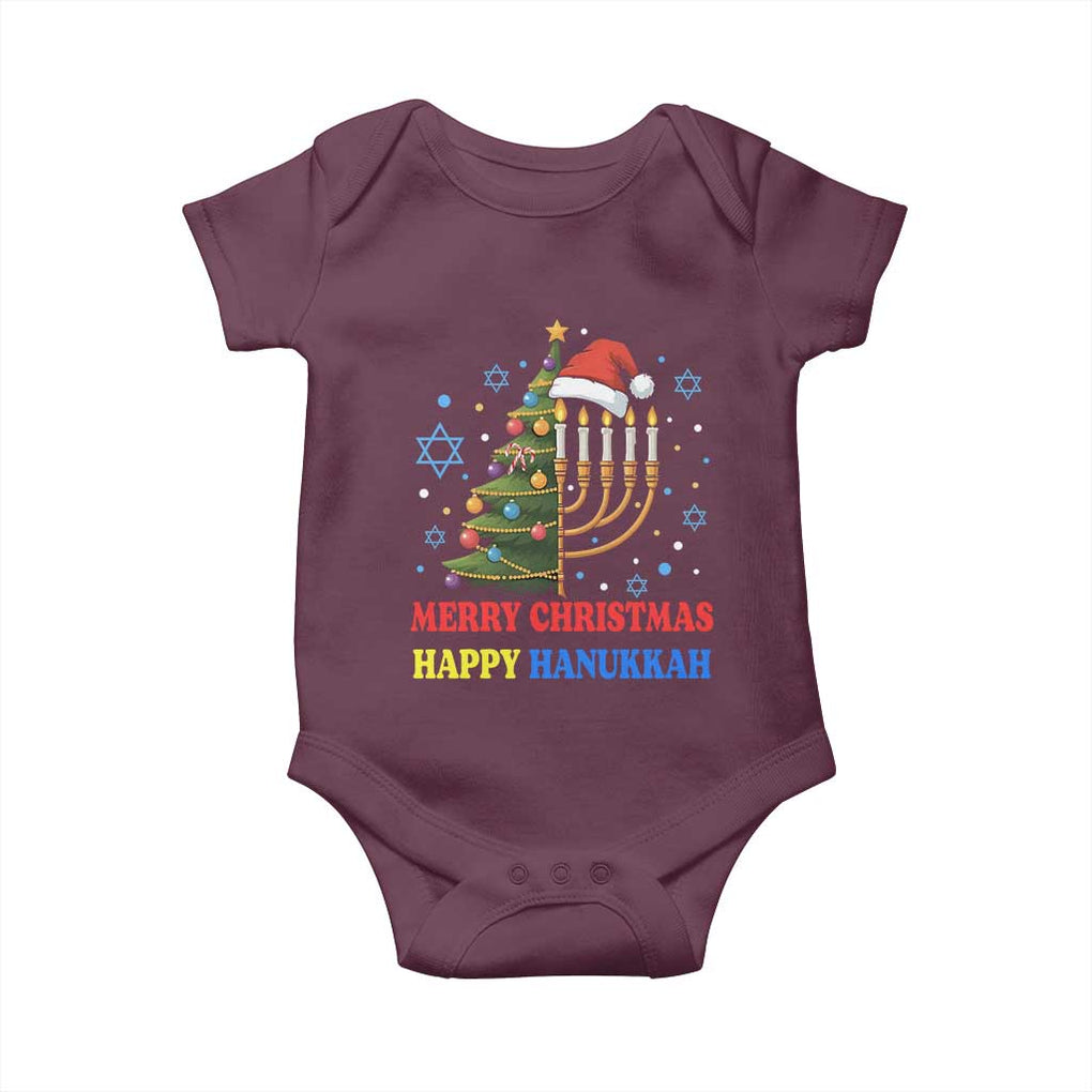 Merry Chrismukkah Happy Christmas Hanukkah Baby Onesie TS10 Maroon Print Your Wear