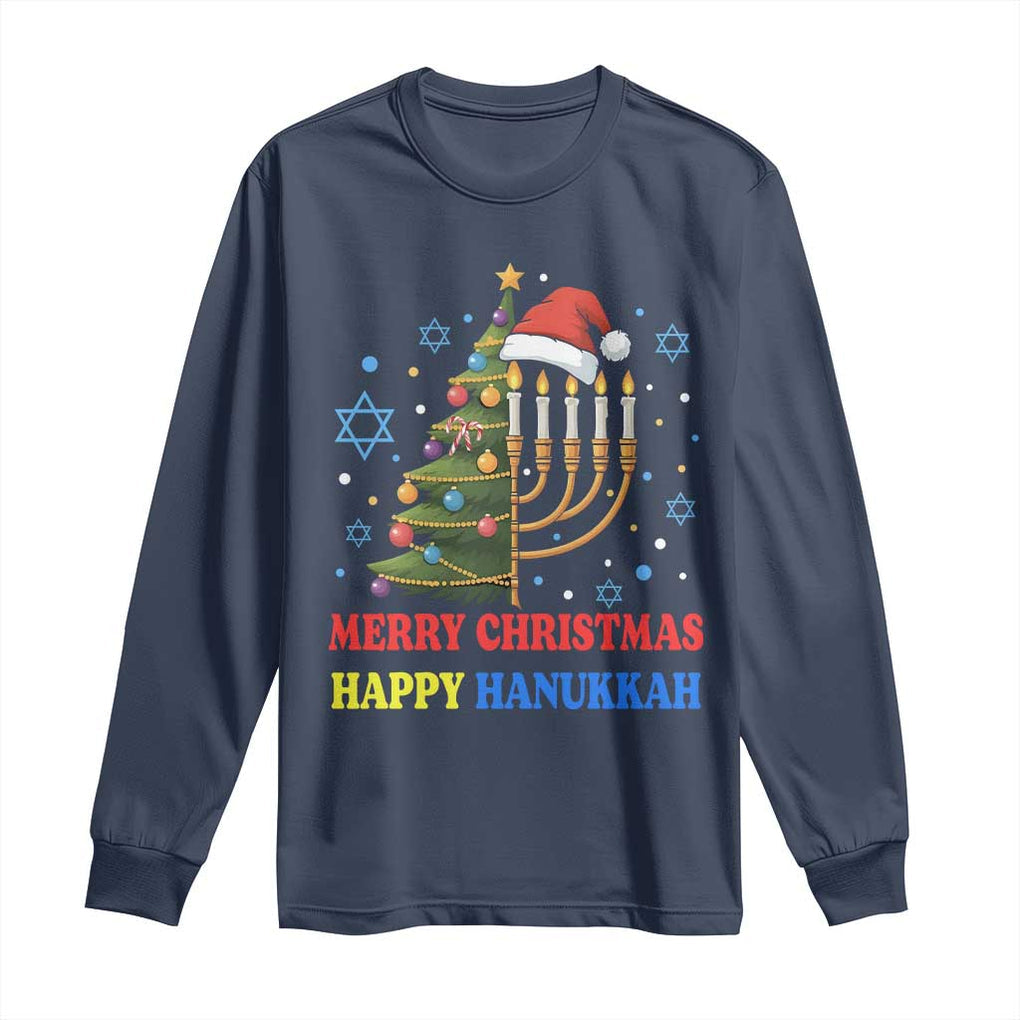 Merry Chrismukkah Happy Christmas Hanukkah Long Sleeve Shirt TS10 Navy Print Your Wear