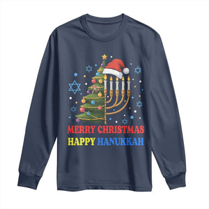 Merry Chrismukkah Happy Christmas Hanukkah Long Sleeve Shirt TS10 Navy Print Your Wear