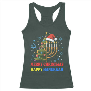 Merry Chrismukkah Happy Christmas Hanukkah Racerback Tank Top TS10 Dark Forest Green Print Your Wear