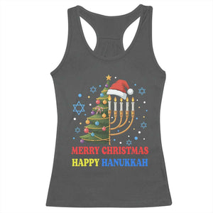 Merry Chrismukkah Happy Christmas Hanukkah Racerback Tank Top TS10 Dark Heather Print Your Wear