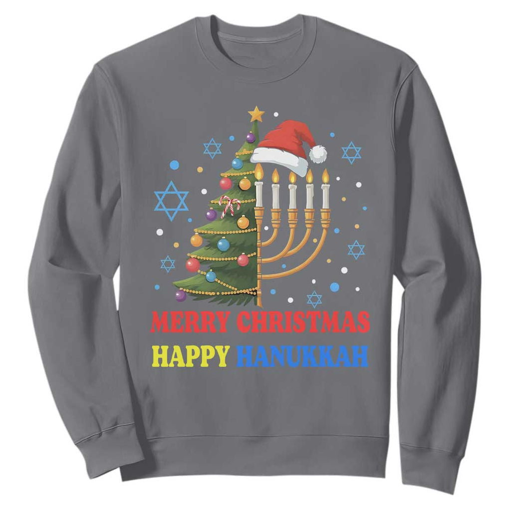 Merry Chrismukkah Happy Christmas Hanukkah Sweatshirt TS10 Charcoal Print Your Wear