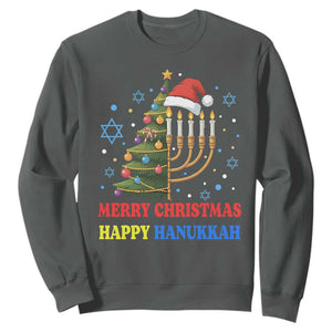 Merry Chrismukkah Happy Christmas Hanukkah Sweatshirt TS10 Dark Heather Print Your Wear