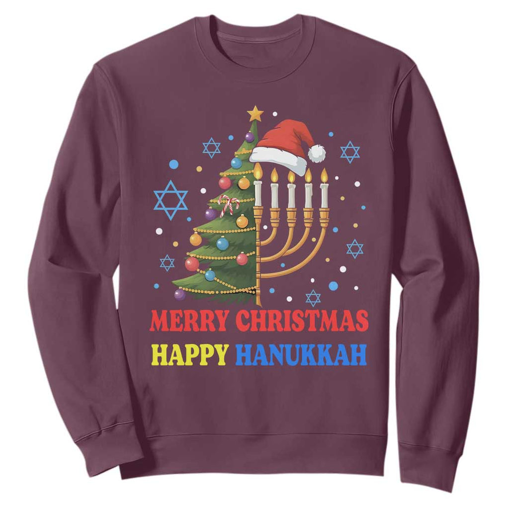Merry Chrismukkah Happy Christmas Hanukkah Sweatshirt TS10 Maroon Print Your Wear