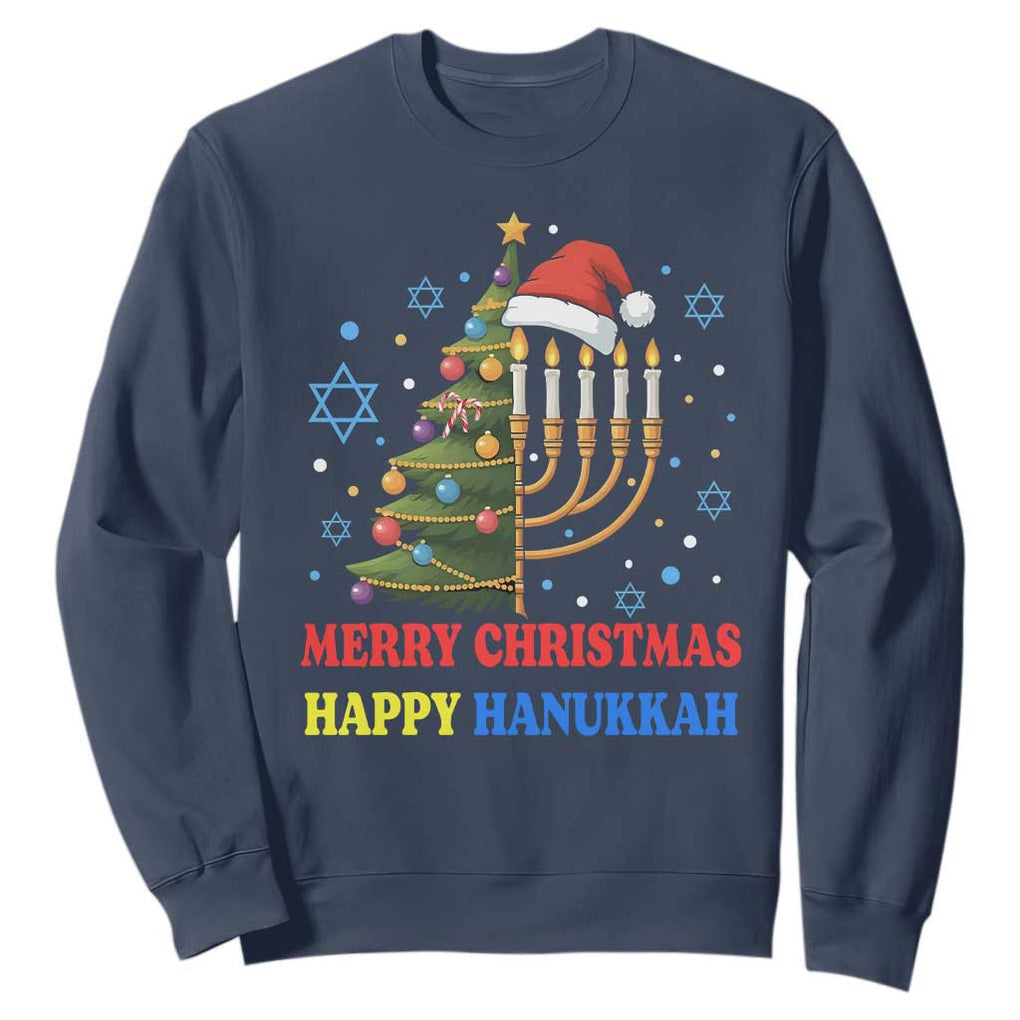Merry Chrismukkah Happy Christmas Hanukkah Sweatshirt TS10 Navy Print Your Wear