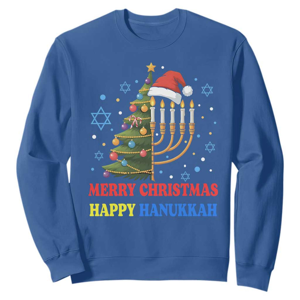 Merry Chrismukkah Happy Christmas Hanukkah Sweatshirt TS10 Royal Blue Print Your Wear