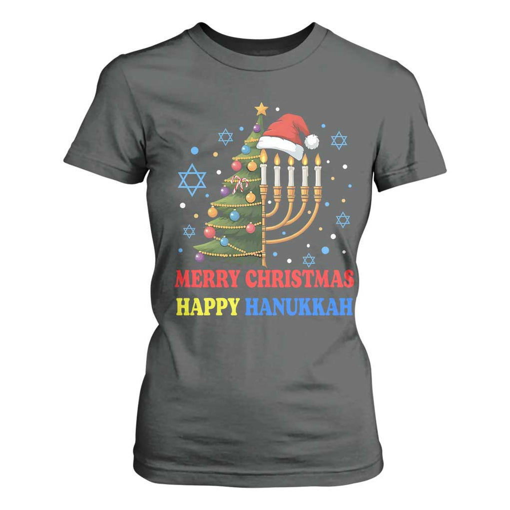 Merry Chrismukkah Happy Christmas Hanukkah T Shirt For Women TS10 Dark Heather Print Your Wear