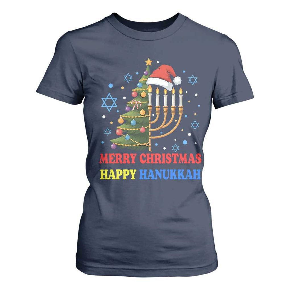 Merry Chrismukkah Happy Christmas Hanukkah T Shirt For Women TS10 Navy Print Your Wear