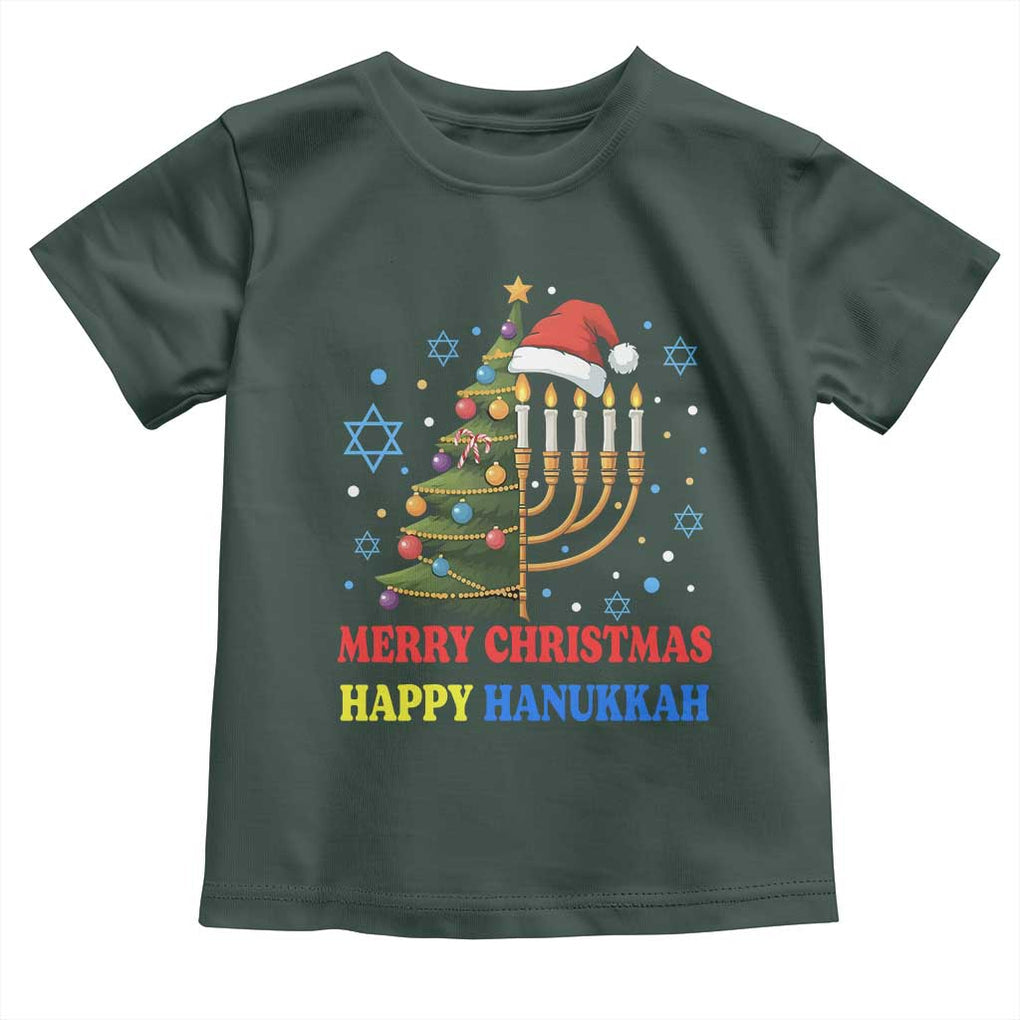 Merry Chrismukkah Happy Christmas Hanukkah Toddler T Shirt TS10 Dark Forest Green Print Your Wear