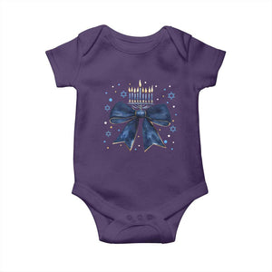 Happy Hanukkah Baby Onesie Coquette Hanukkah Bow Jewish Menorah TS10 Purple Print Your Wear