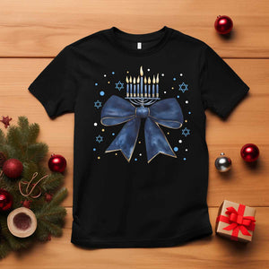 Happy Hanukkah T Shirt Coquette Hanukkah Bow Jewish Menorah TS10 Black Print Your Wear