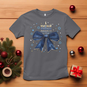 Happy Hanukkah T Shirt Coquette Hanukkah Bow Jewish Menorah TS10 Charcoal Print Your Wear