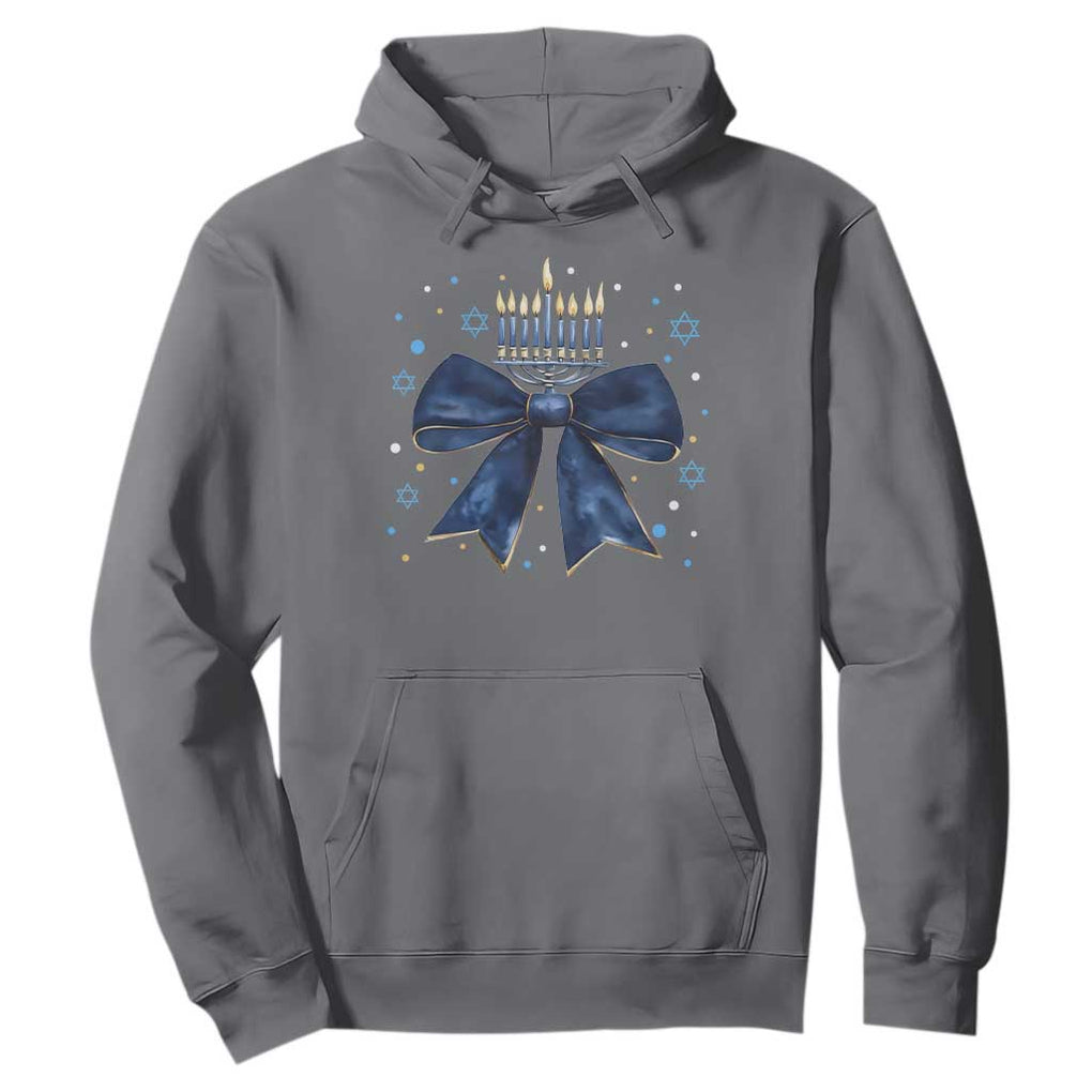 Happy Hanukkah Hoodie Coquette Hanukkah Bow Jewish Menorah TS10 Charcoal Print Your Wear
